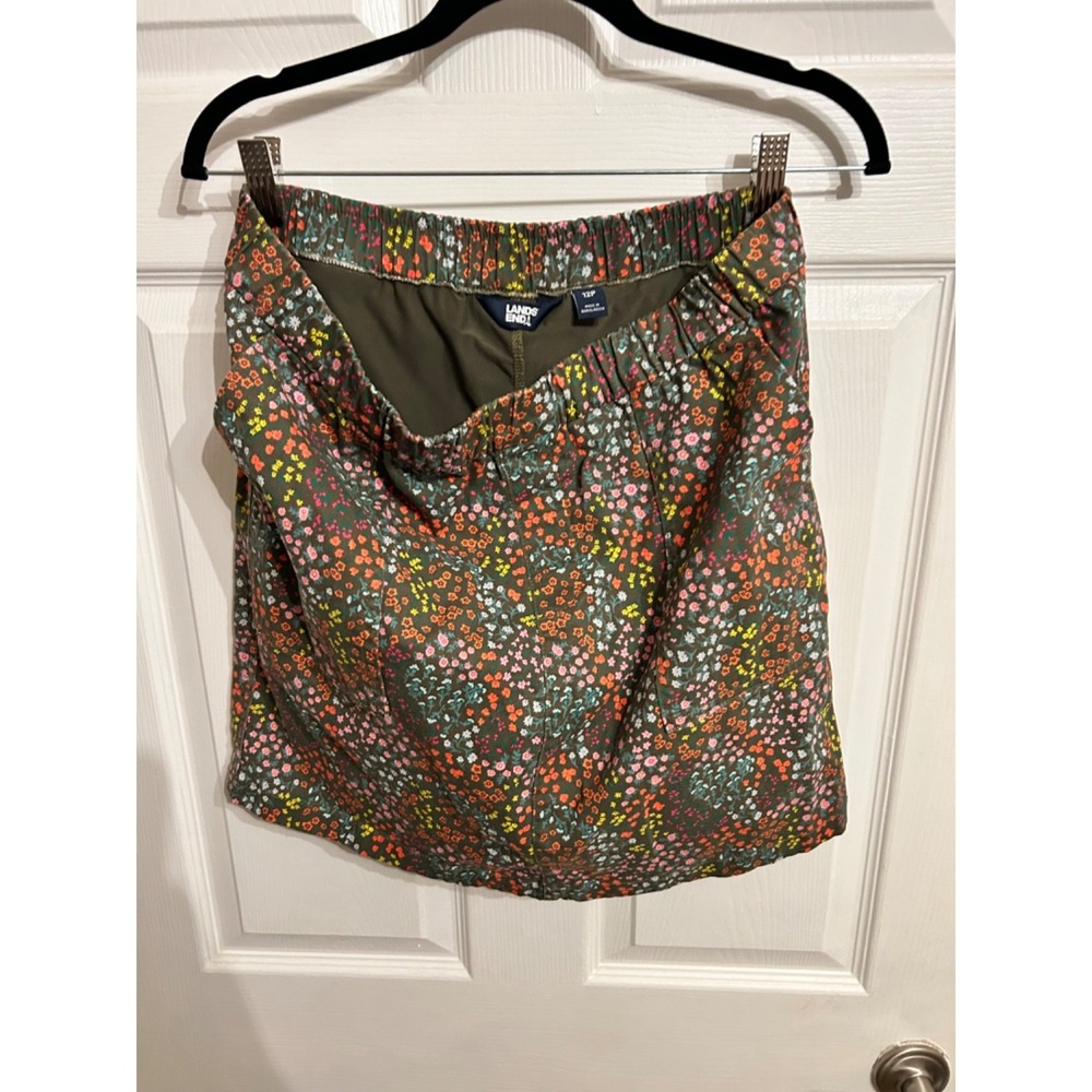 Lands' End Skort Women' 12P Calico Floral Green Cottagecore Country Girl Green - Picture 7 of 16